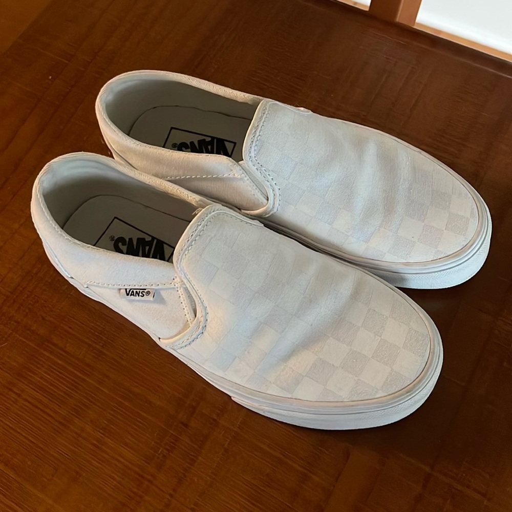 White checkered Vans